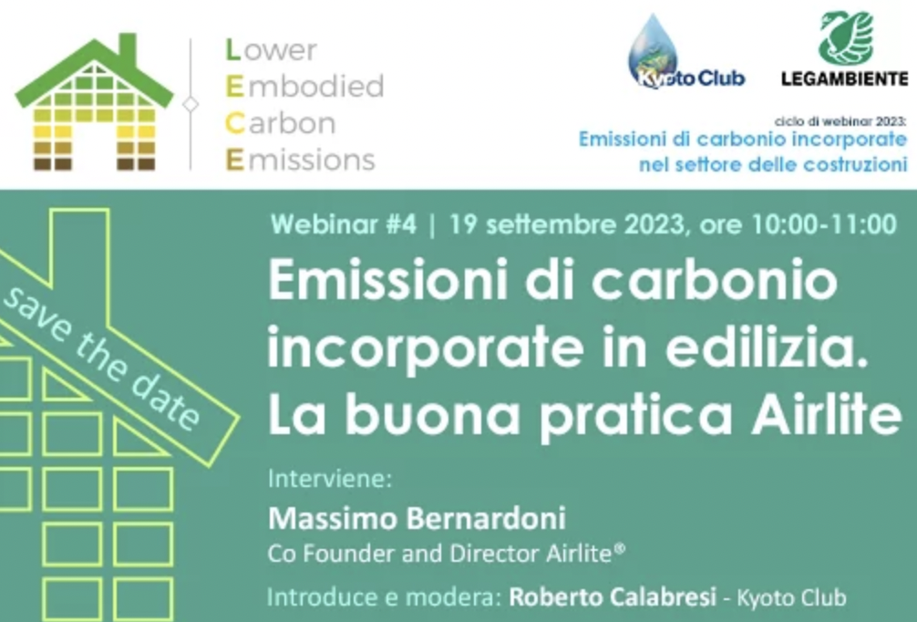 Emissioni di carbonio incorporate in edilizia. La buona pratica Airlite